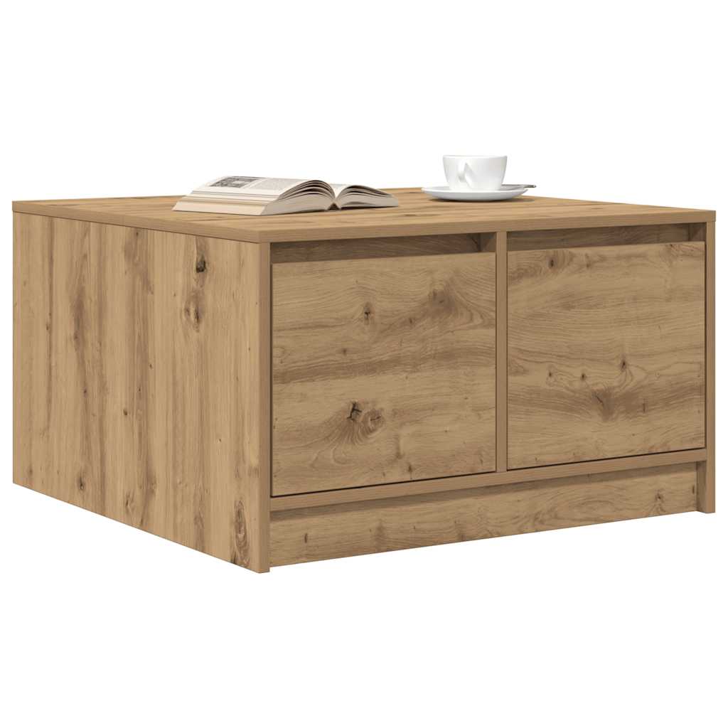 Tavolino Salotto con Cassetti Rovere Artigianale 70,5x70x40 cm