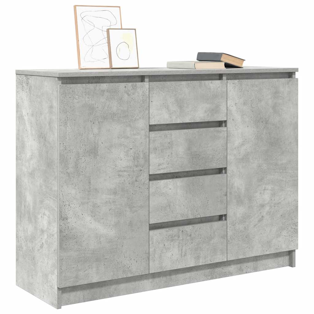 Credenza con Cassetti Grigio Cemento 100,5x35x76 cm Truciolato