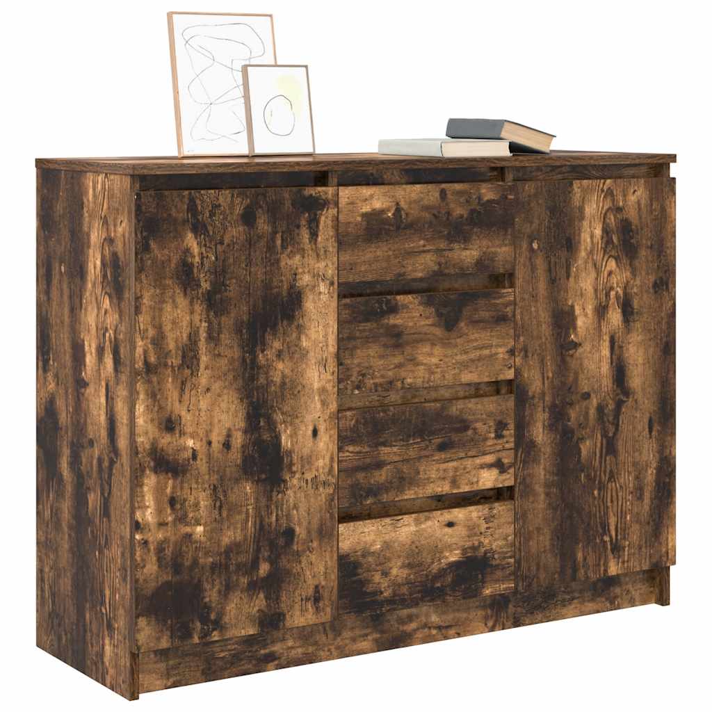 Credenza con Cassetti Rovere Fumo 100,5x35x76 cm in Truciolato