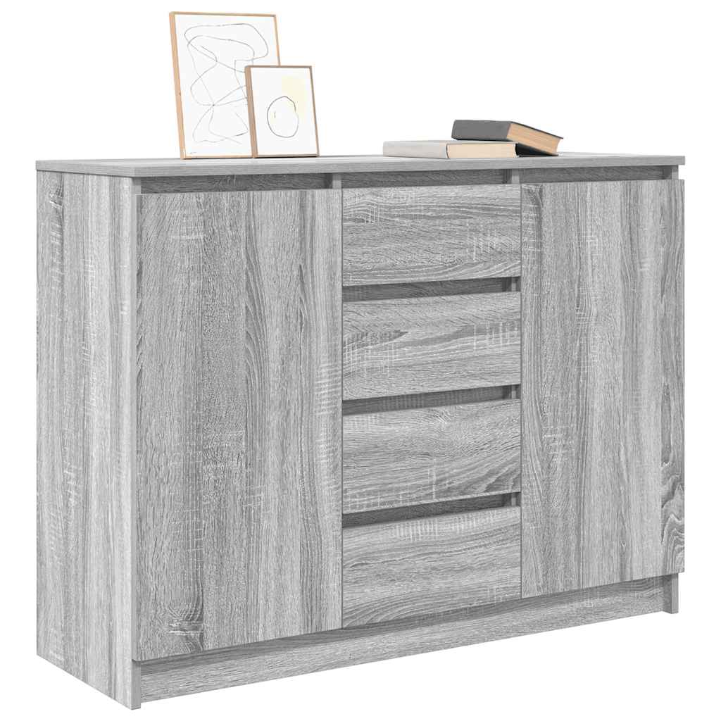 Credenza con Cassetti Grigio Sonoma 100,5x35x76cm in Truciolato