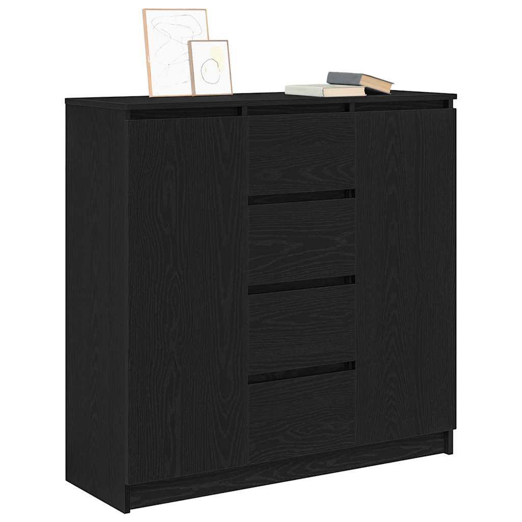 Credenza con Cassetti Rovere Nero 100,5x35x98,5 cm Truciolato