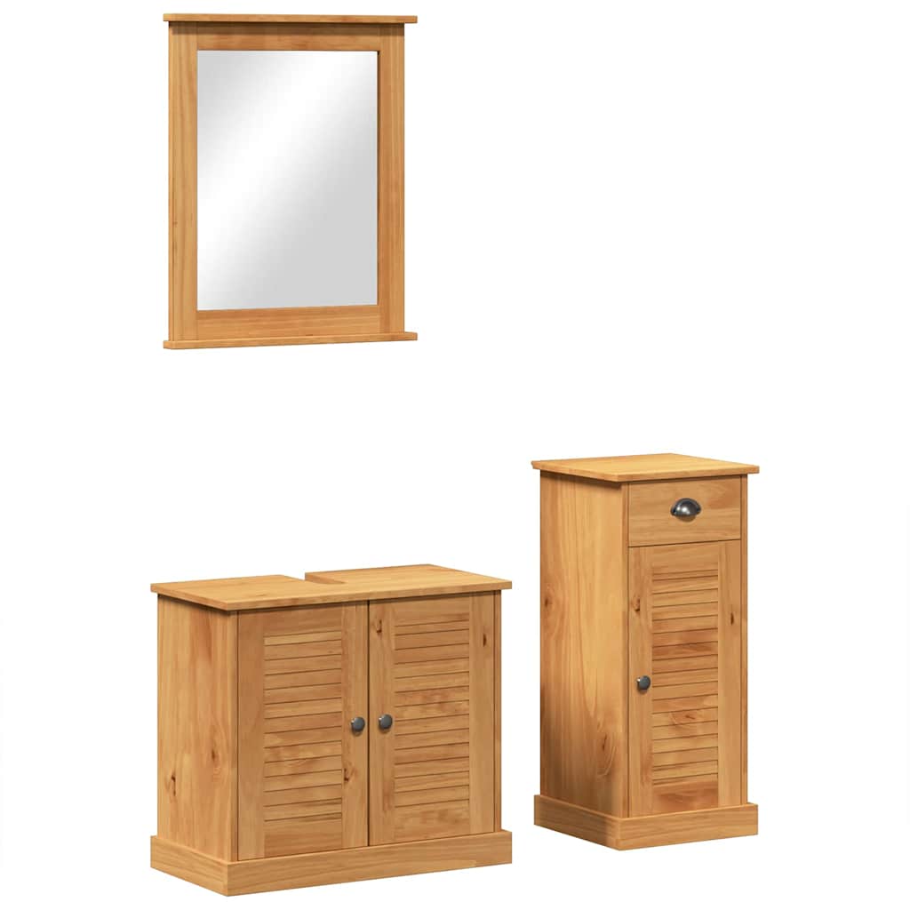 Set di mobili per il bagno con porta VIGO 3 pcs Marrone miele