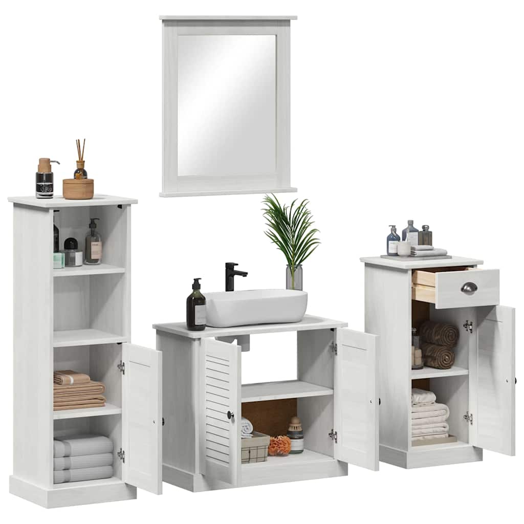 Set di mobili per il bagno 4 pcs Bianco Antico Pino massello