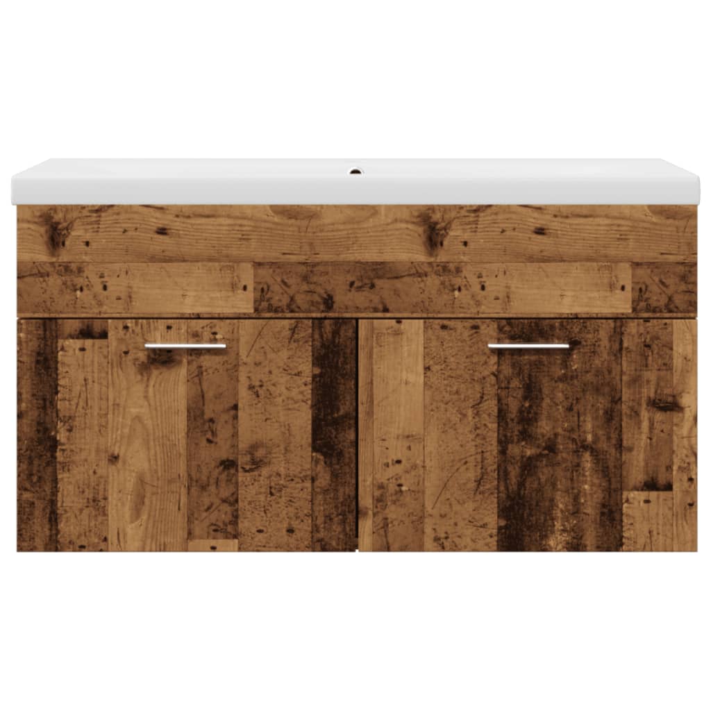 Mobile da Bagno con Lavabo Integrato Legno Antico