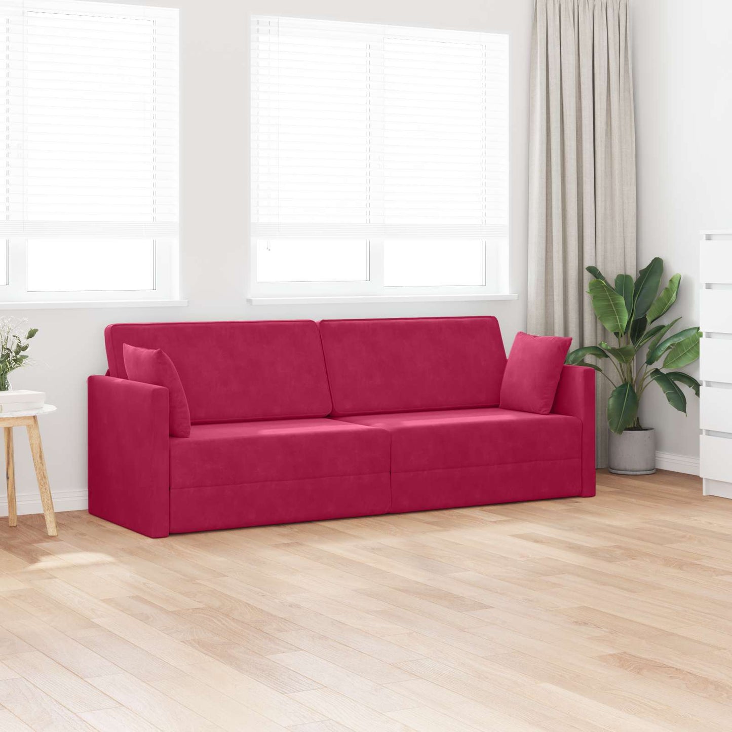 Divano-letto da pavimento 200cm Rosso Vino Velluto