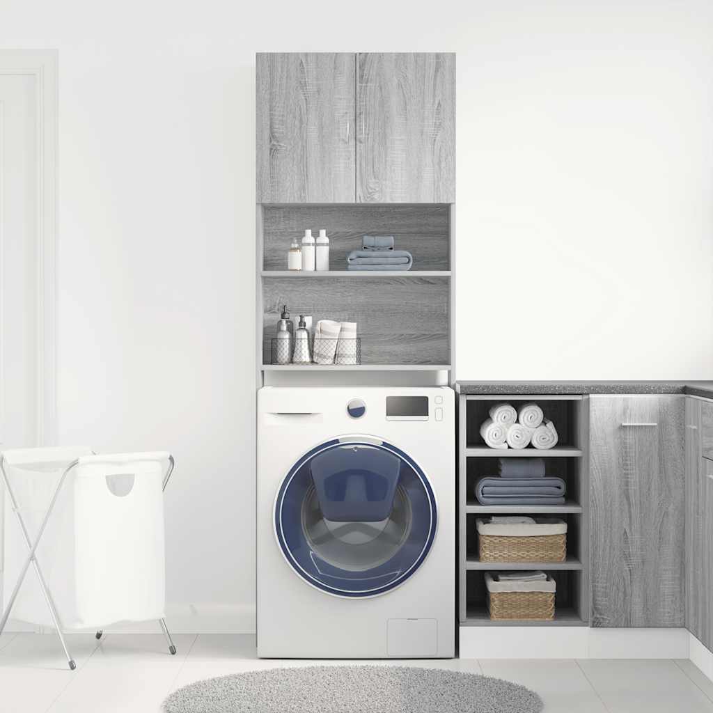 Mobile Lavatrice Grigio Sonoma 64x24x190 cm Legno Multistrato