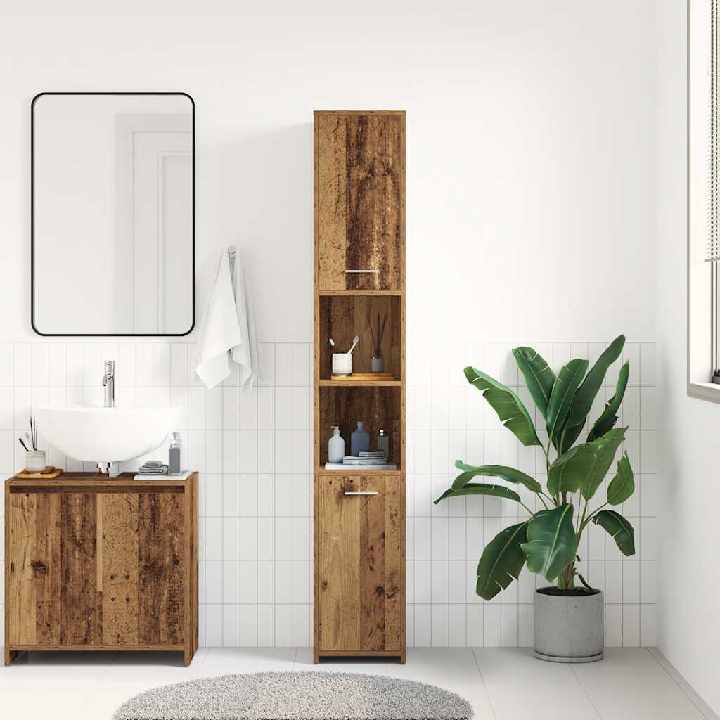 Mobile da Bagno Legno Antico 30x30x183,5 cm in Legno tecnico