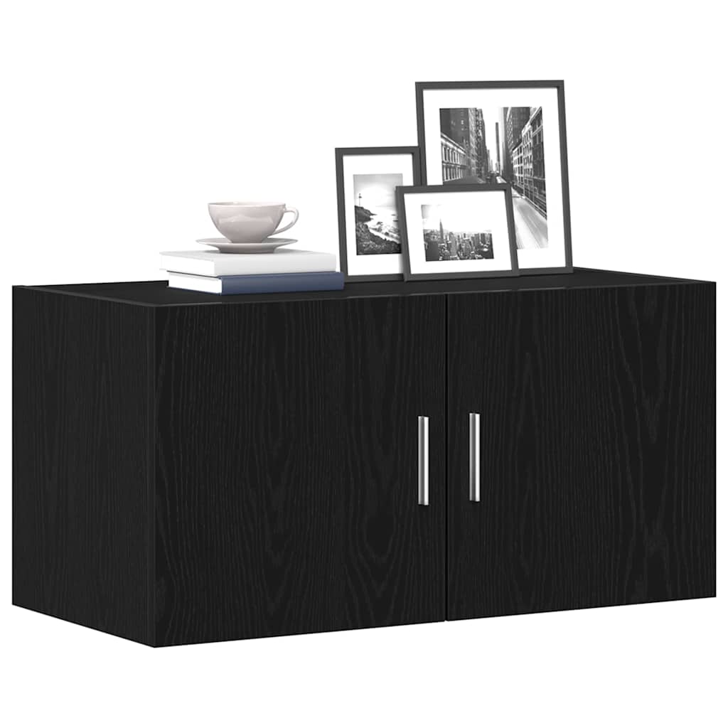 Armadietto a Muro Rovere Nero 80x39x40 cm in Truciolato