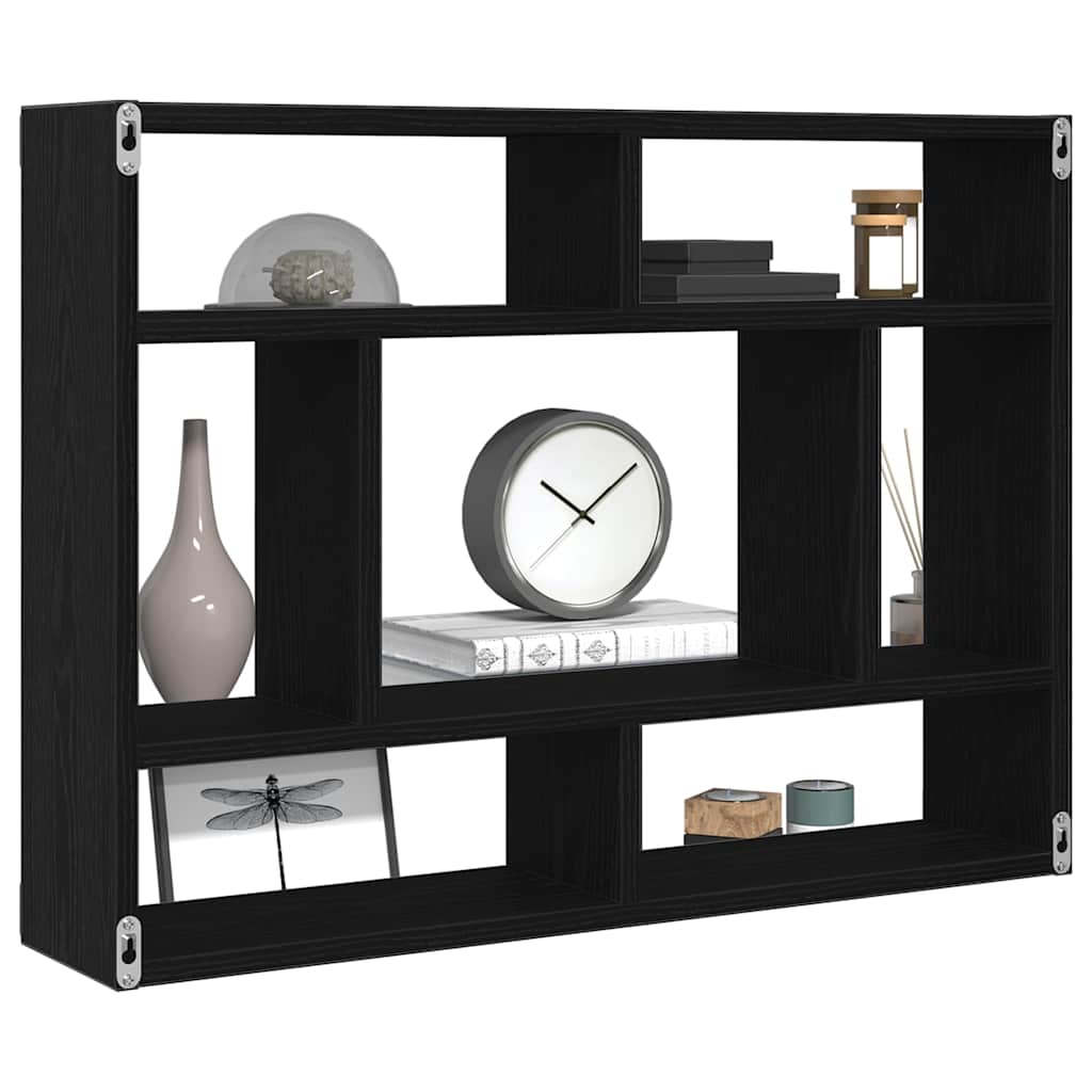 Mensola a Muro Rovere Nero 75x16x55 cm in Legno Multistrato
