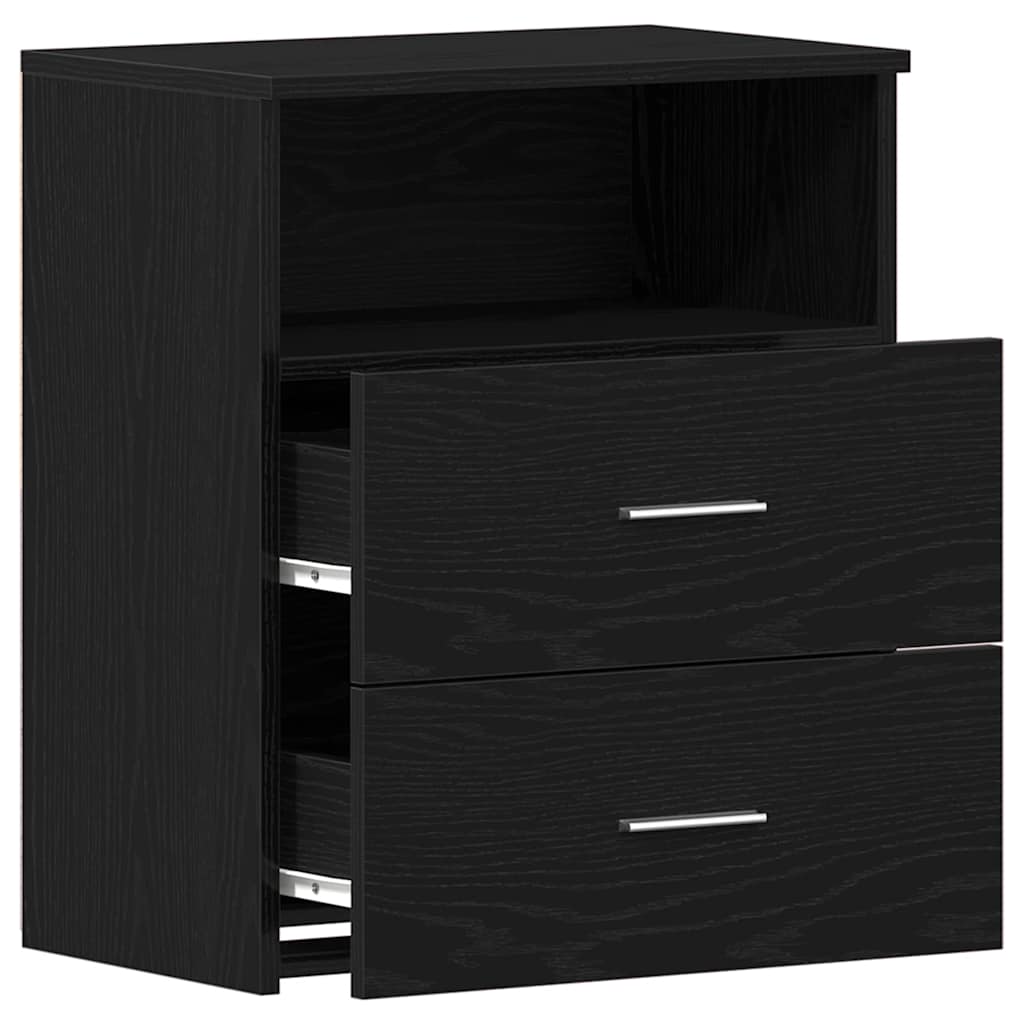 Comodino 2 pcs Rovere Nero 50 x 32 x 60cm Legno multistrato