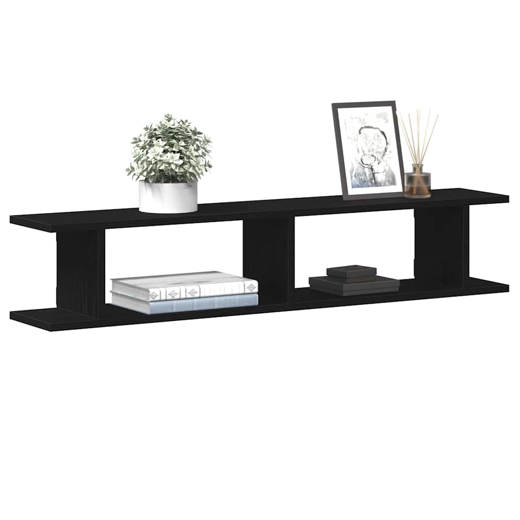 Mensole da Parete 2 pz Rovere Nero 105x18x20 cm in Truciolato