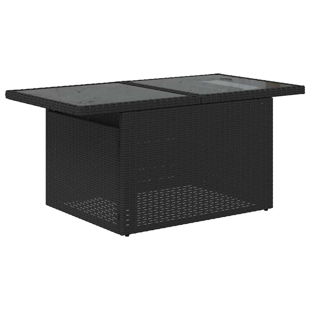 Set Divani da Giardino 9 pz con Cuscini Nero Polyrattan Acacia