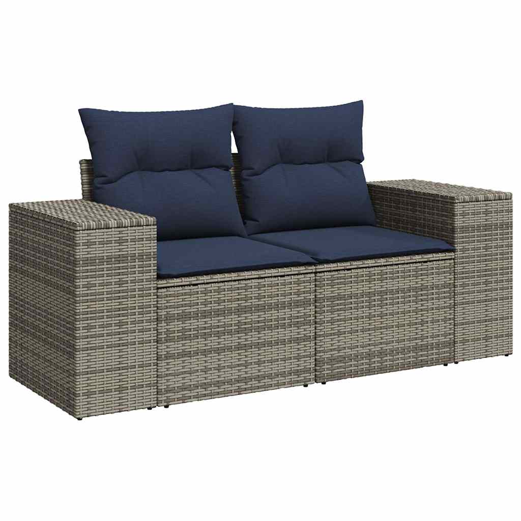 Set Divani Giardino 7 pz con Cuscini Polyrattan Grigio Acacia