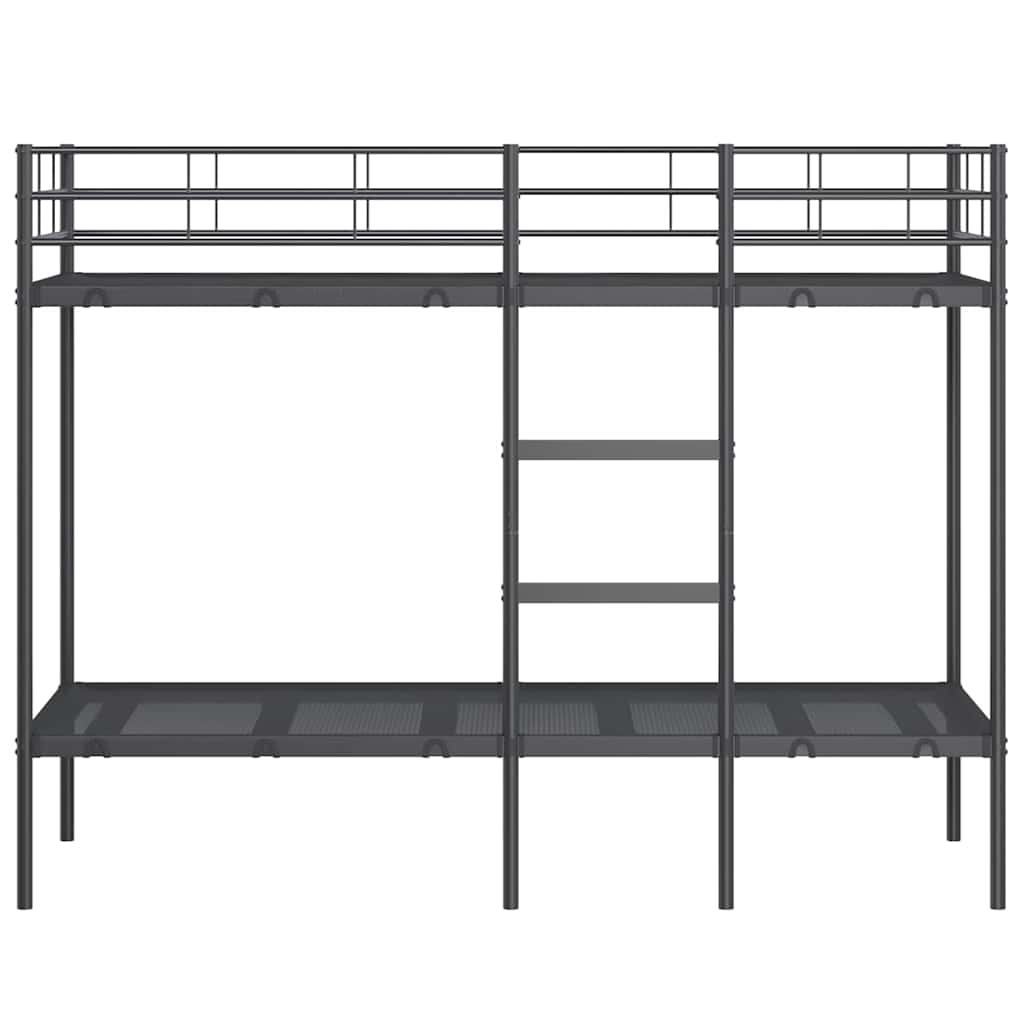 Letto a Castello senza Materasso Nero 80x200 cm in Acciaio