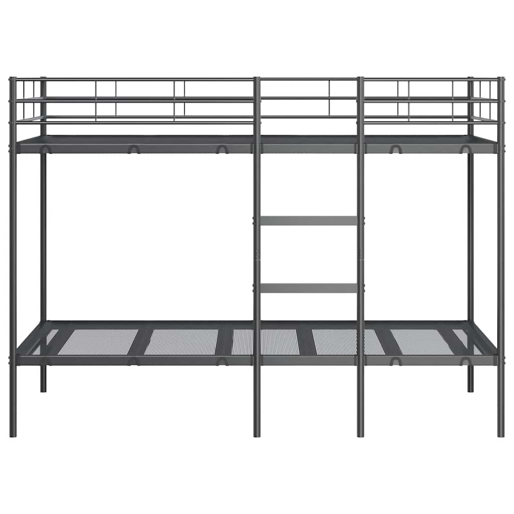 Letto a Castello senza Materasso Nero 90x200 cm in Acciaio