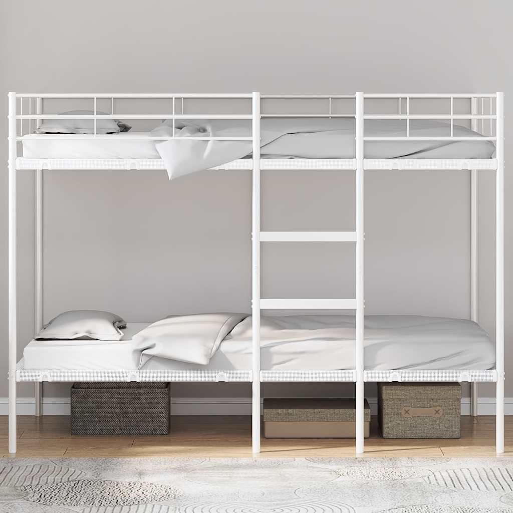 Letto a Castello senza Materasso Bianco 107x203 cm in Acciaio