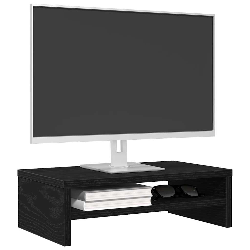 Supporto per Monitor Rovere Nero 42x24x13 cm in Truciolato