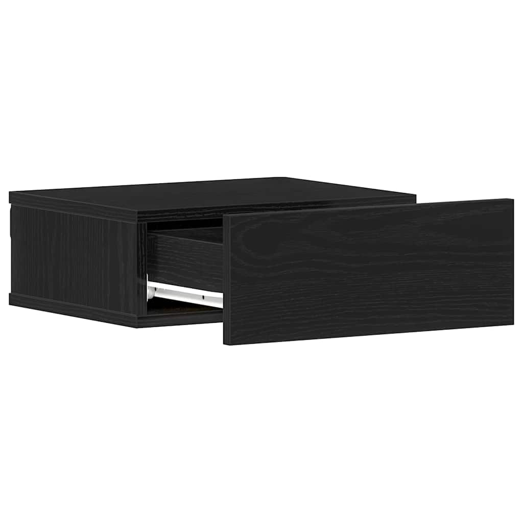 Comodino sospeso Rovere Nero 40x32x15 cm in Legno ingegnerizzato
