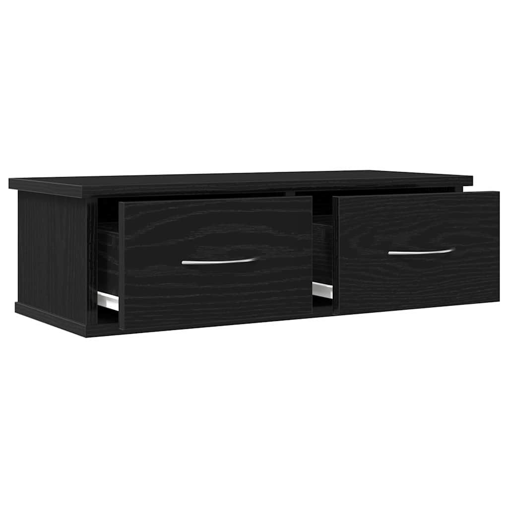 Armadietto a muro con cassetto Rovere Nero 60 x 26 x 18,5 cm