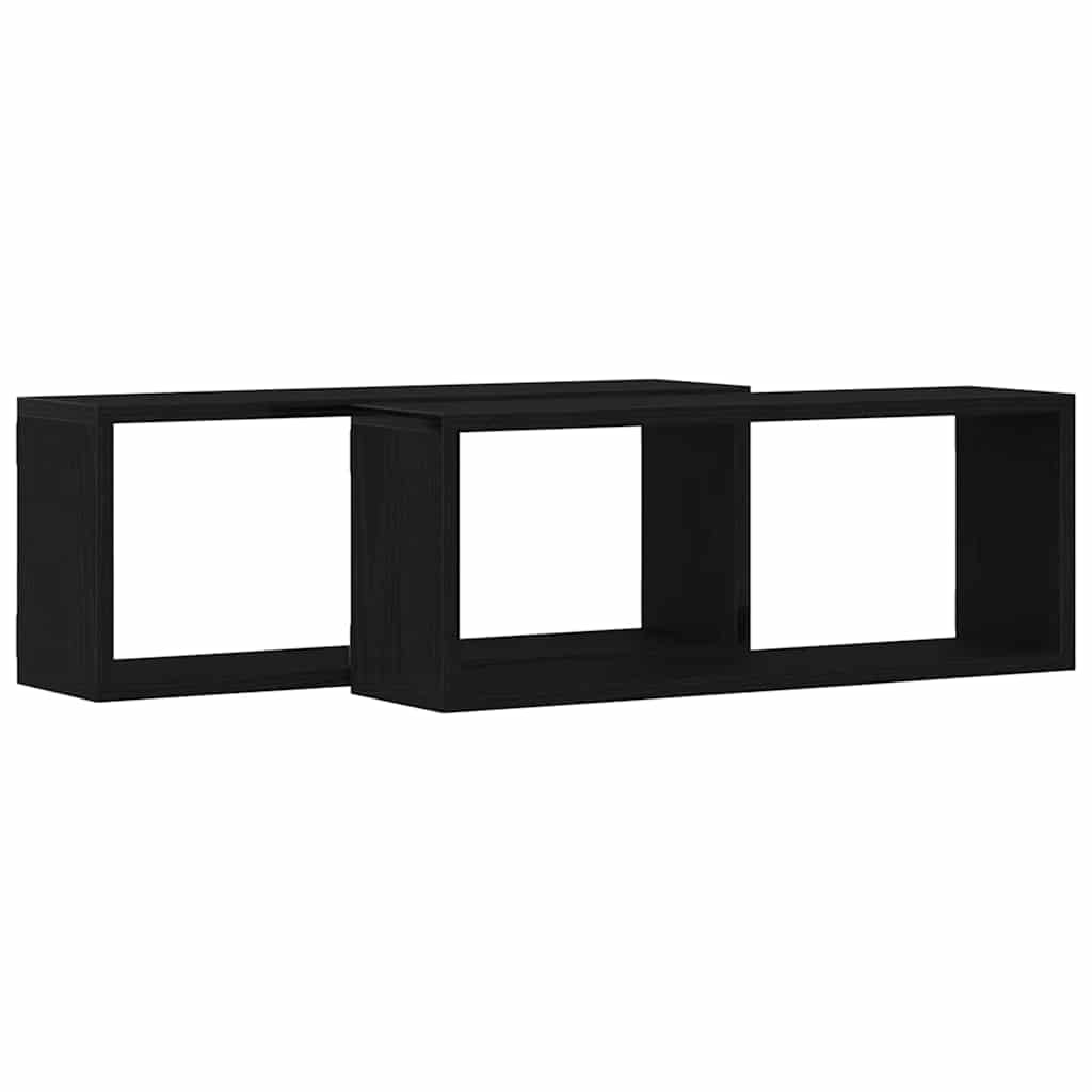 Scaffali da parete 2 pcs Rovere Nero 60 x 15 x 23 cm
