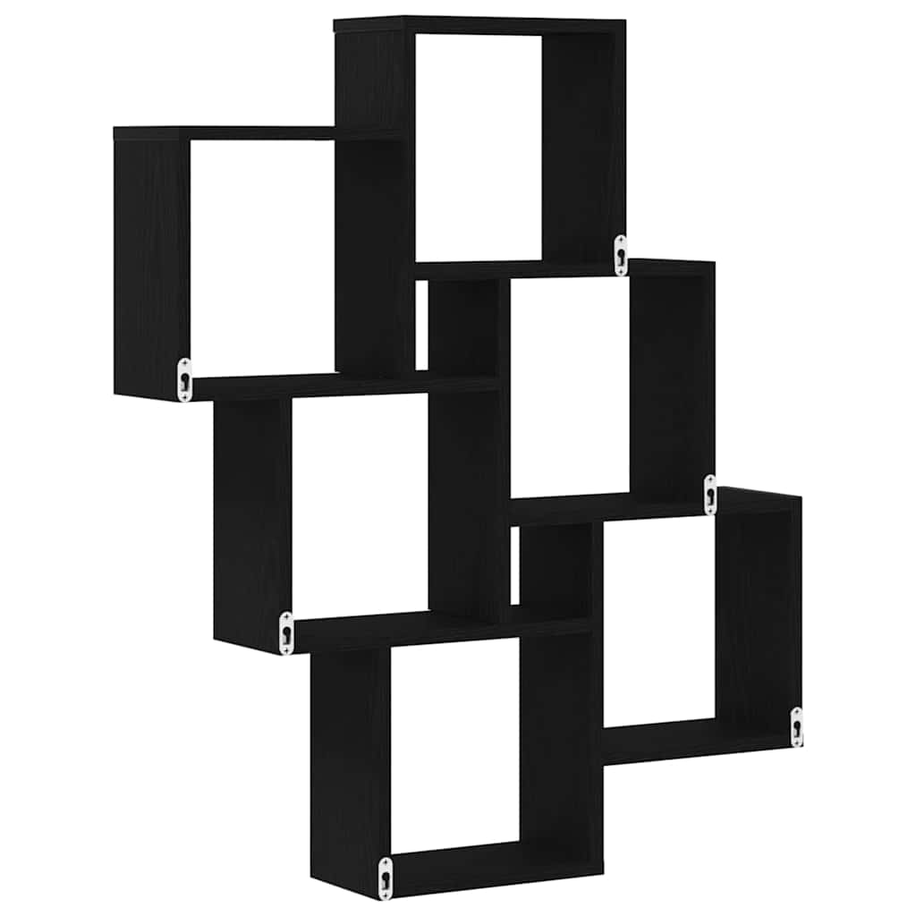 Scaffale da parete con lo scaffale Rovere Nero 78 x 15 x 93 cm