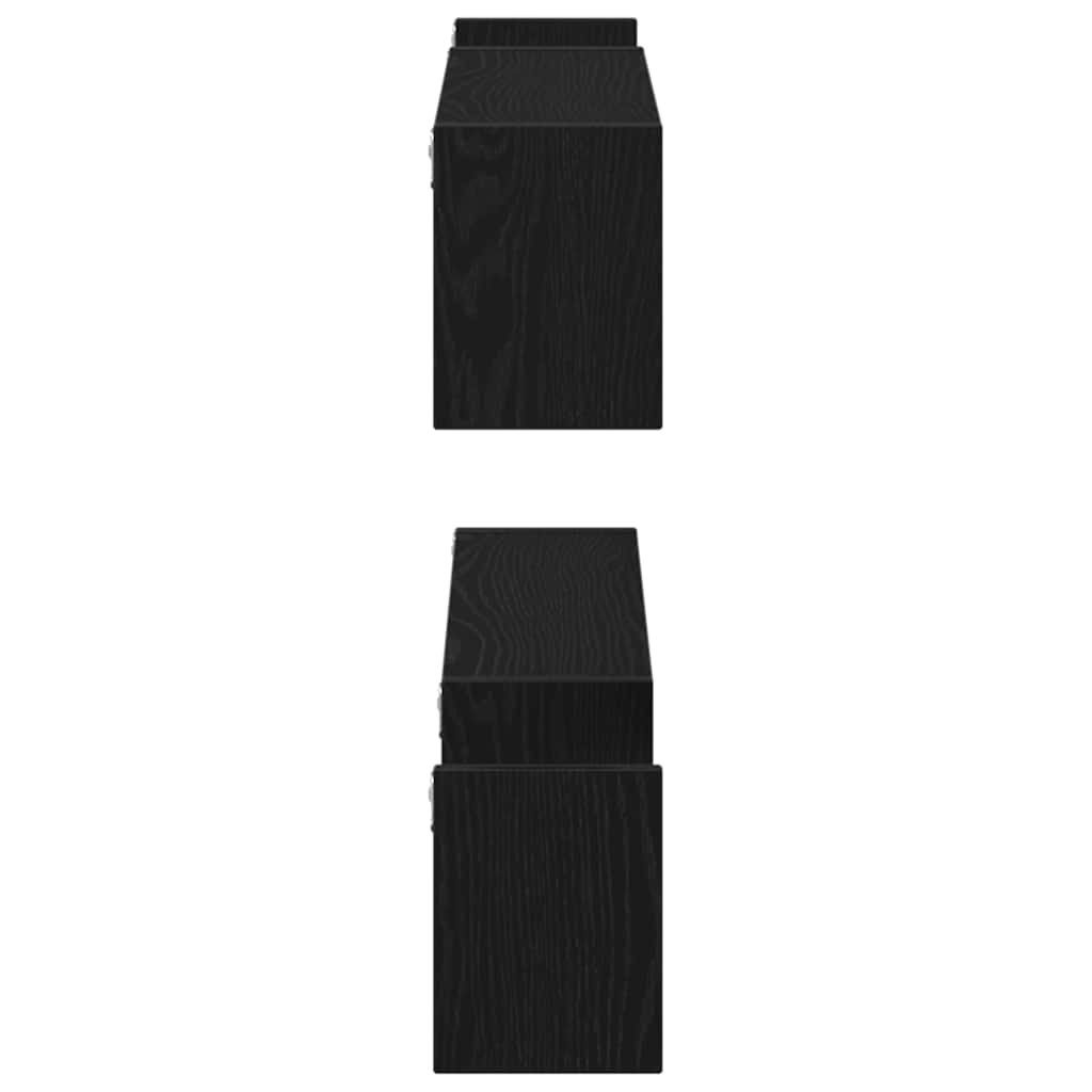 Scaffale da parete 2 pcs Rovere Nero 100 x 15 x 20 cm