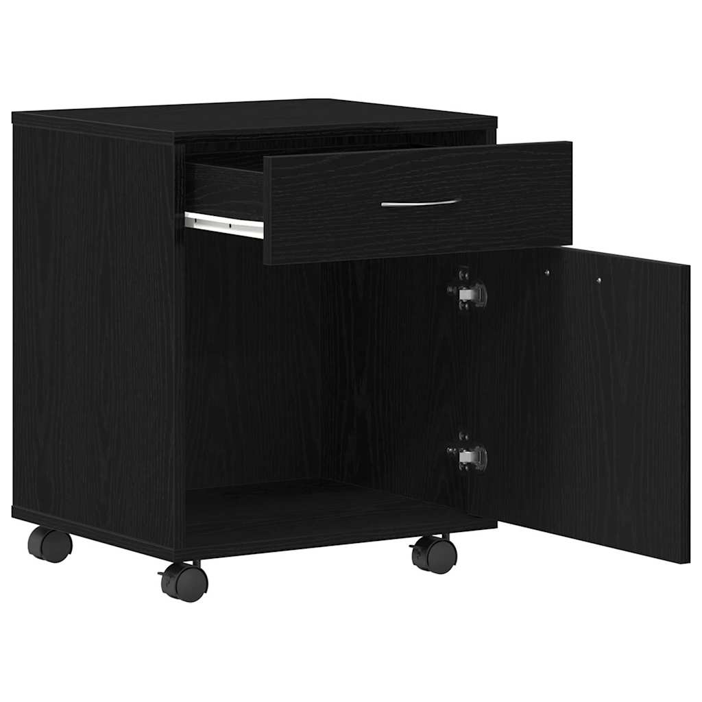 Armadio su ruote Rovere nero 45 x 38 x 54 cm Legno multistrato