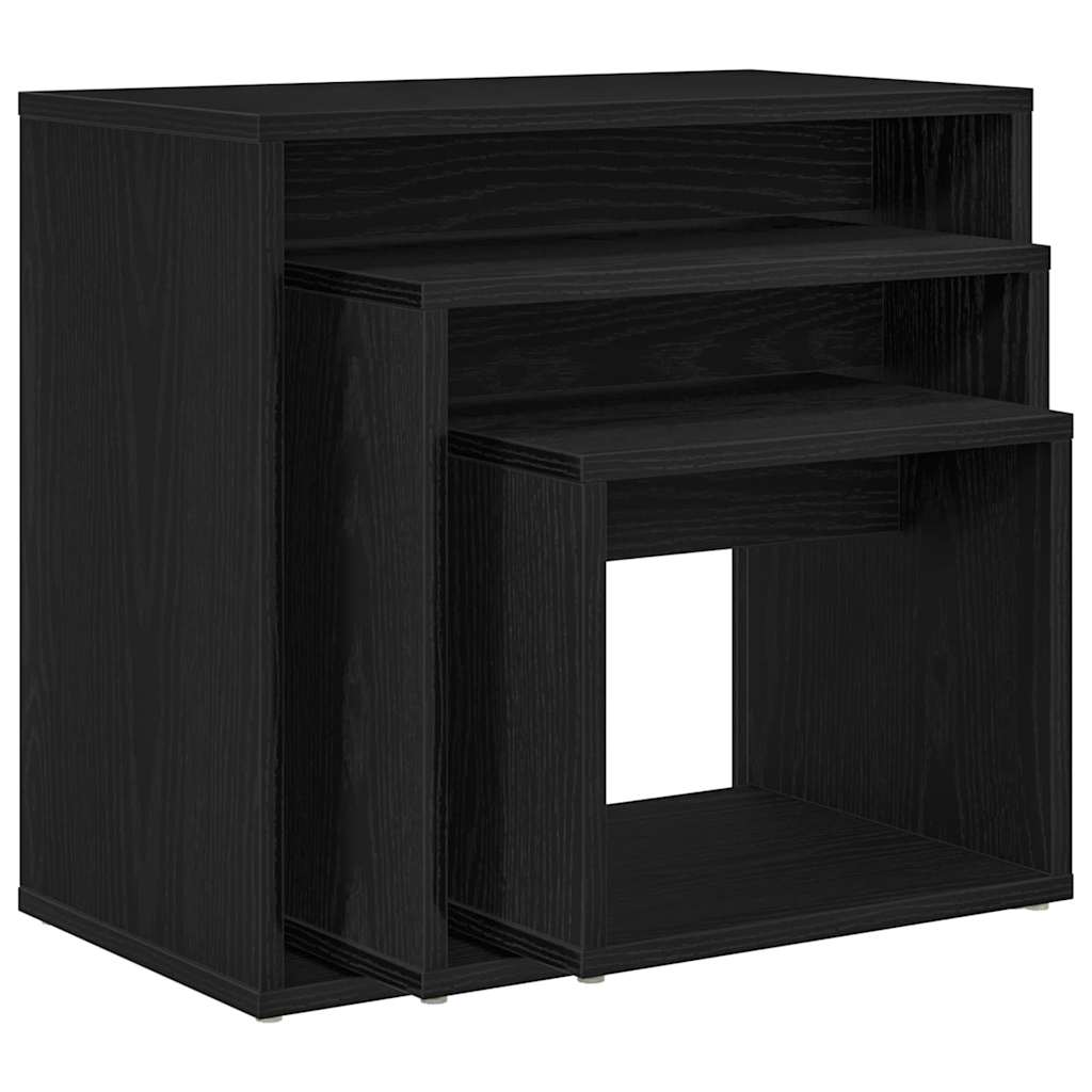 Tavolo Nesting 3 pcs Rovere Nero Legno multistrato