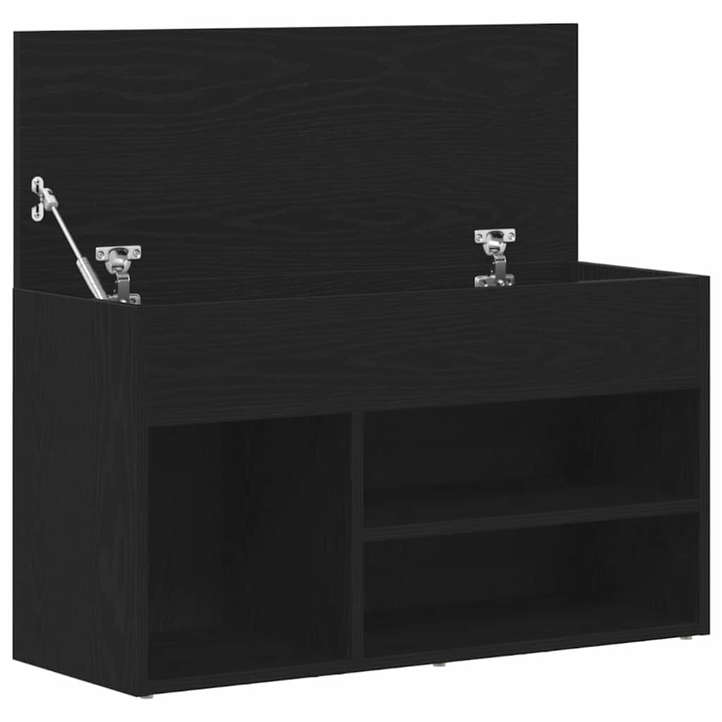 Panca per scarpe Rovere Nero 80 x 30 x 45 cm Legno multistrato