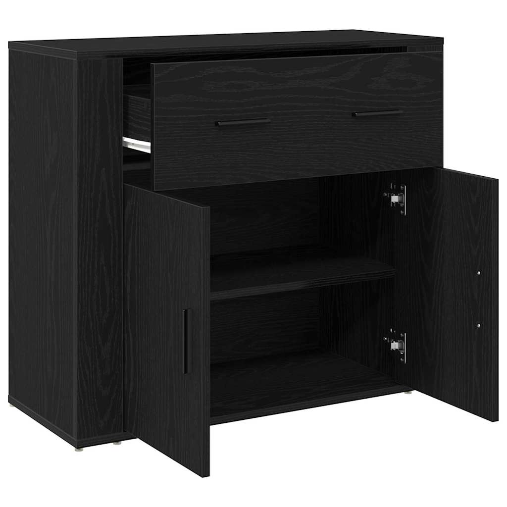 Credenza Rovere Nero 80 x 33 x 70 cm Legno multistrato