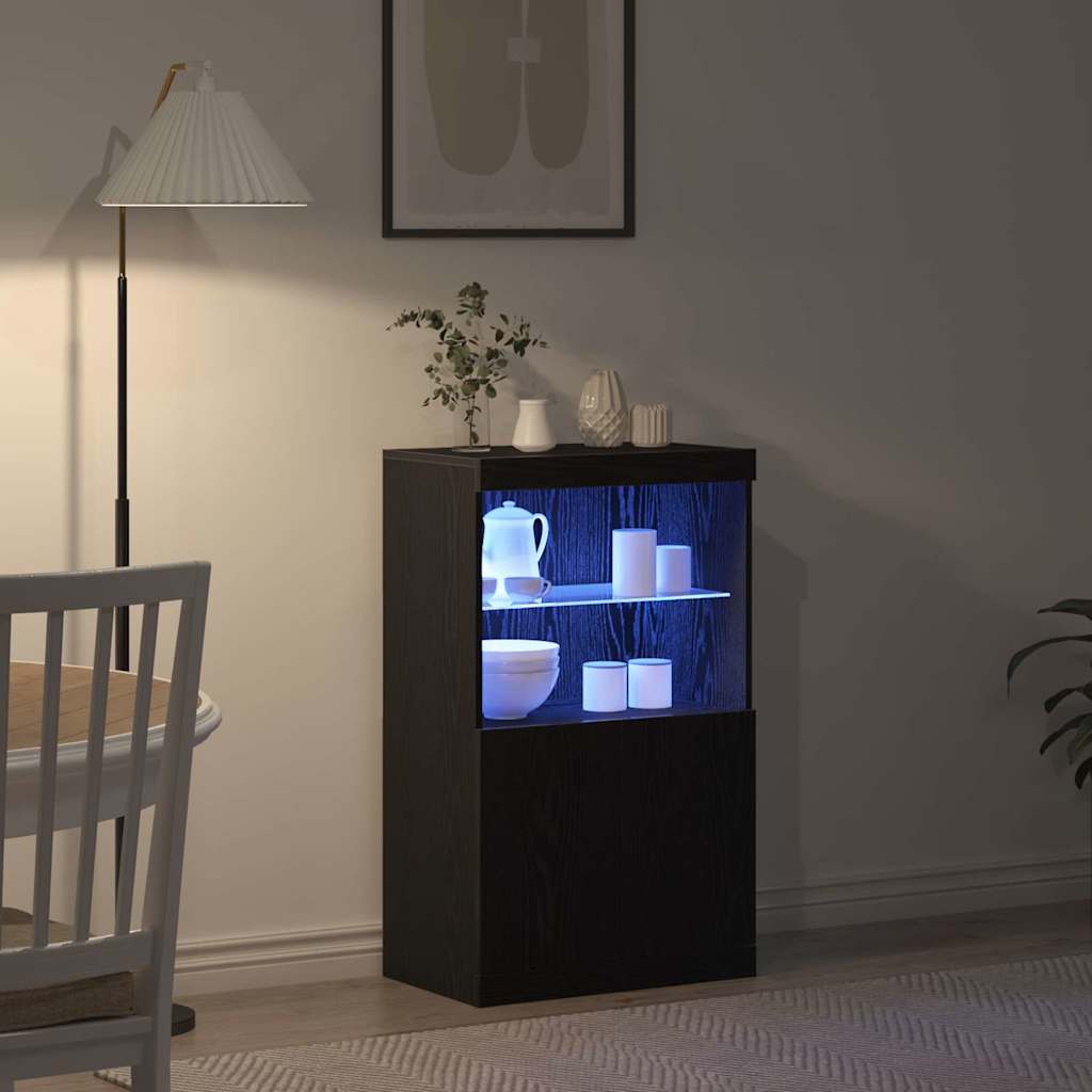 Madia LED Nero 60 x 37 x 100 cm Legno multistrato