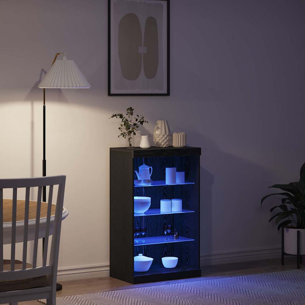 Madia LED Rovere Nero 60,5 x 37 x 100 cm Legno multistrato