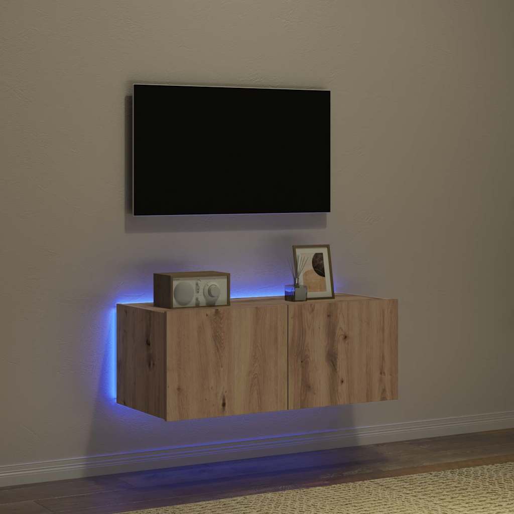 Mobile TV da parete Rovere artigianale 80 x 35 x 31 cm