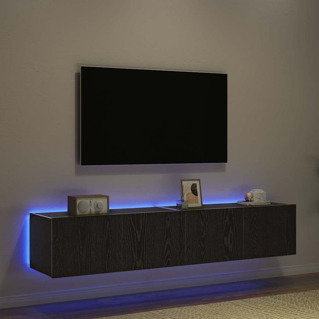 Mobile TV da parete 2 pcs Rovere Nero 80 x 35 x 31 cm
