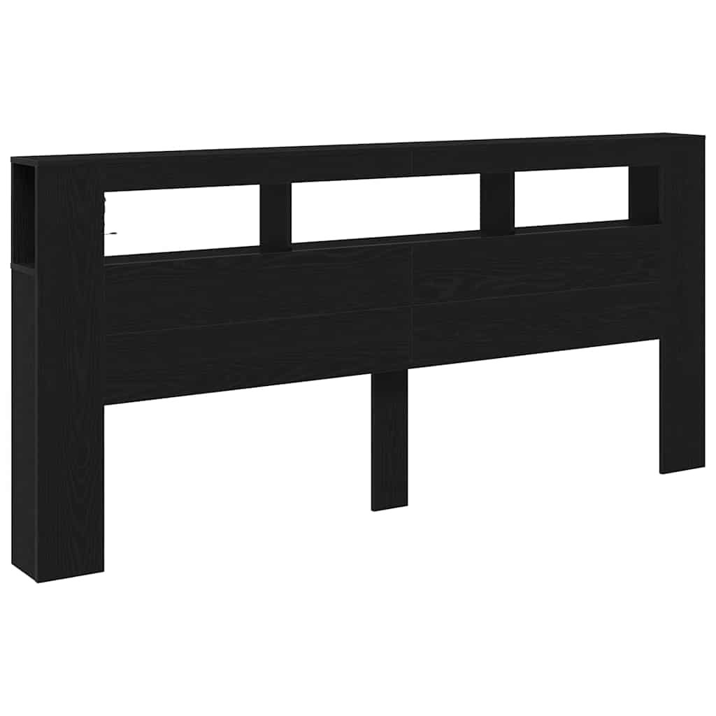 Testiera LED con lo scaffale Rovere Nero 220 x 18,5 x 103,5 cm