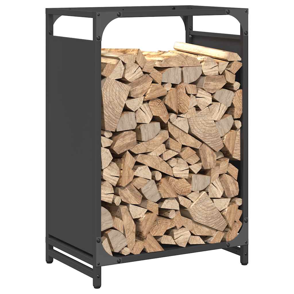 Rastrelliera per Legna da Ardere Nera 44x28x65 cm