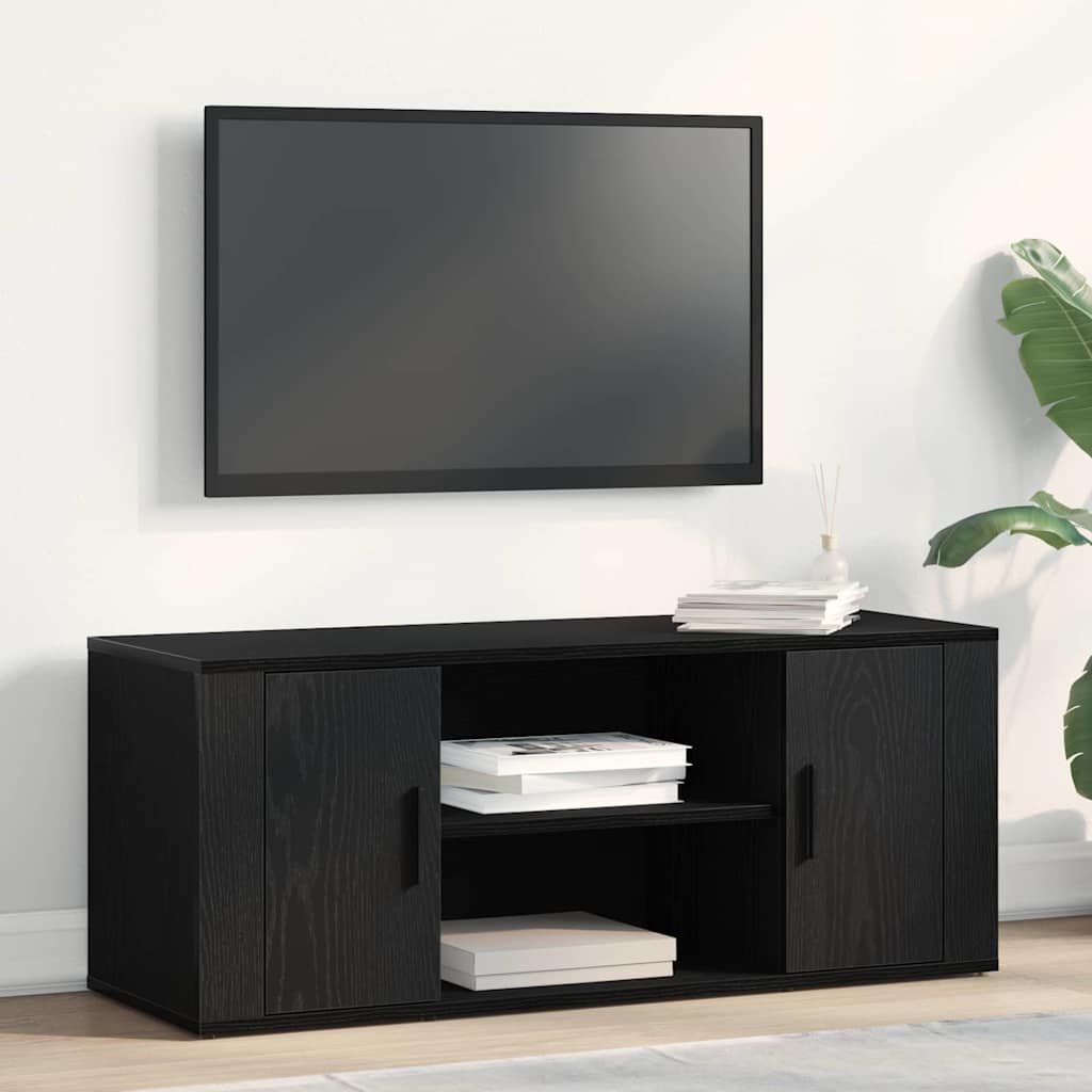 Mobile TV Rovere Nero 100 x 35 x 40 cm Legno multistrato