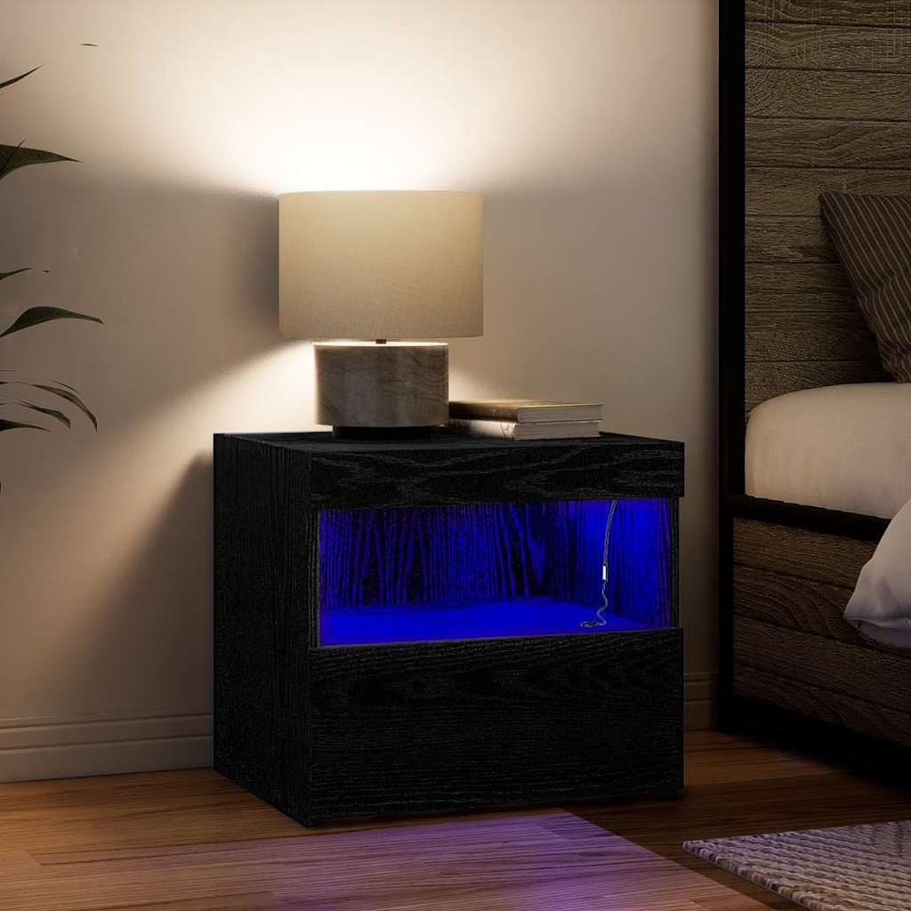 Armadio da Notte con cassetto 2 pcs Rovere Nero 50 x 40 x 45 cm