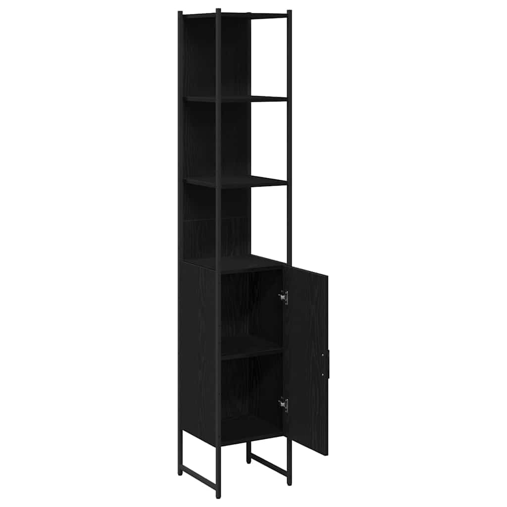 Mobile da Bagno con lo scaffale Rovere nero 33 x 33 x 185,5 cm