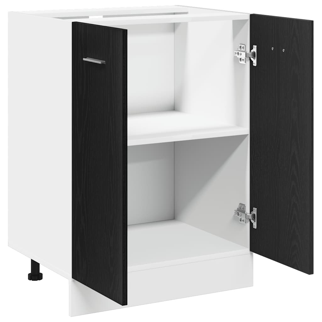 Mobile Base Rovere Nero 60x46x81,5 cm Legno Ingegnerizzato