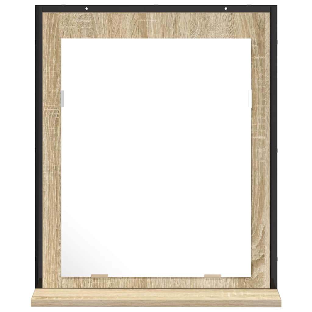 Specchio da bagno con lo scaffale Nero 50 x 12 x 60 cm