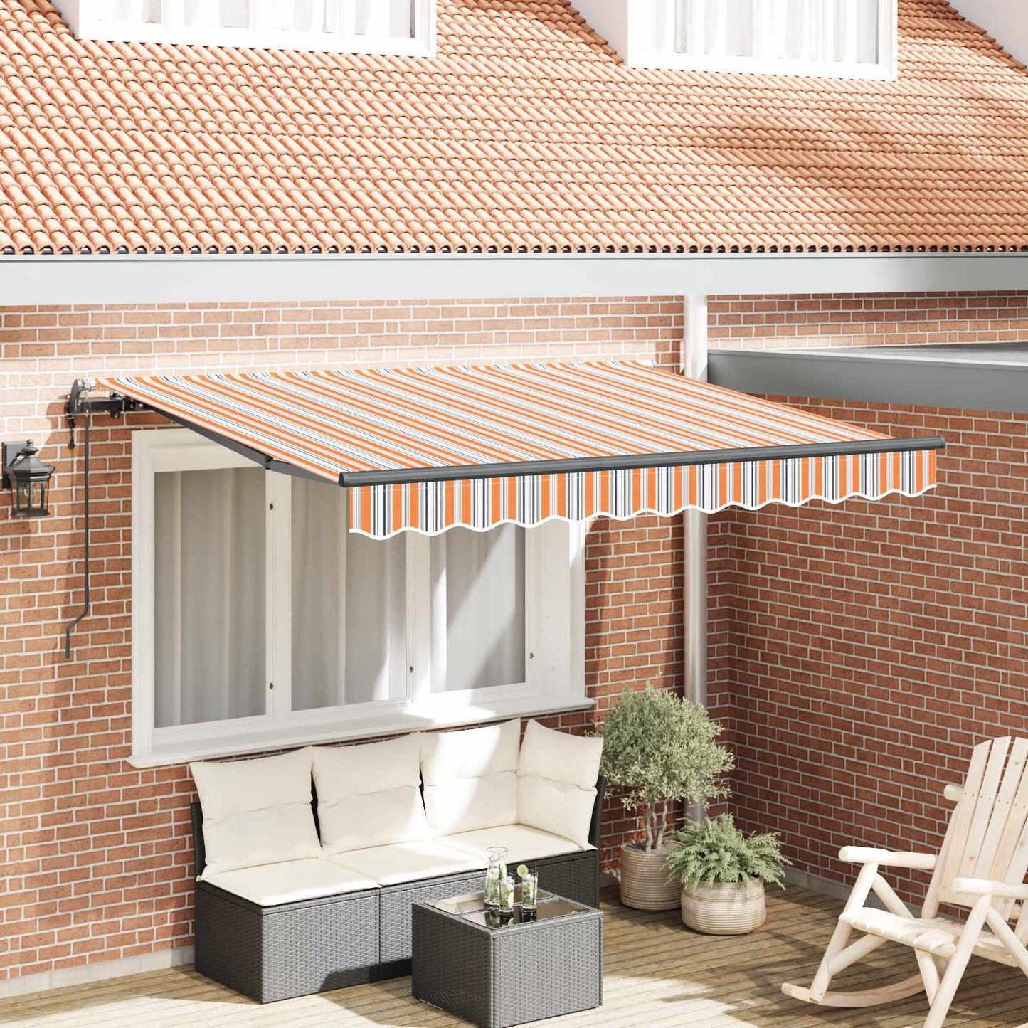 Tenda Retrattile Arancione e Blu 250 x 200 cm Tessuto