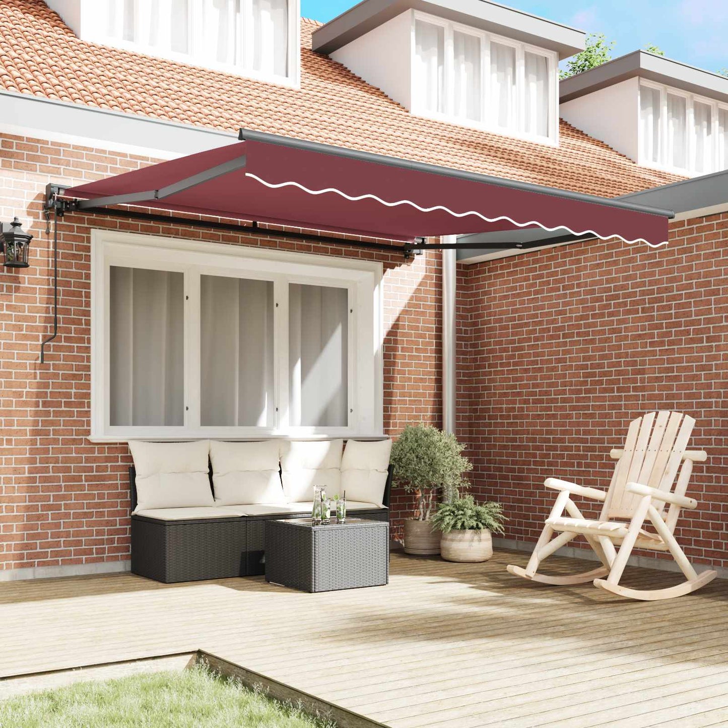 Tenda Retrattile Borgogna 300 x 250 cm Alluminio e Tessuto
