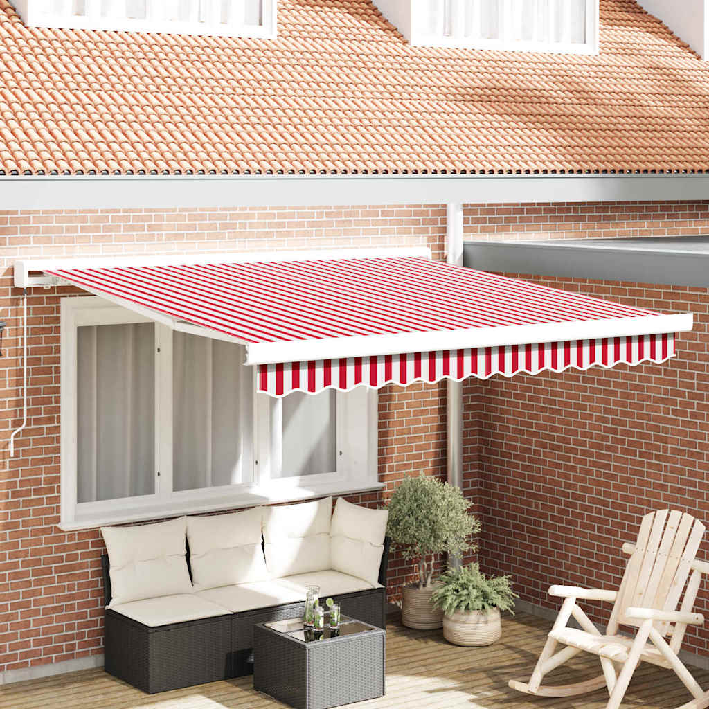 Tenda Retrattile Rosso e Bianco 300 x 250 cm Tessuto e Metallo