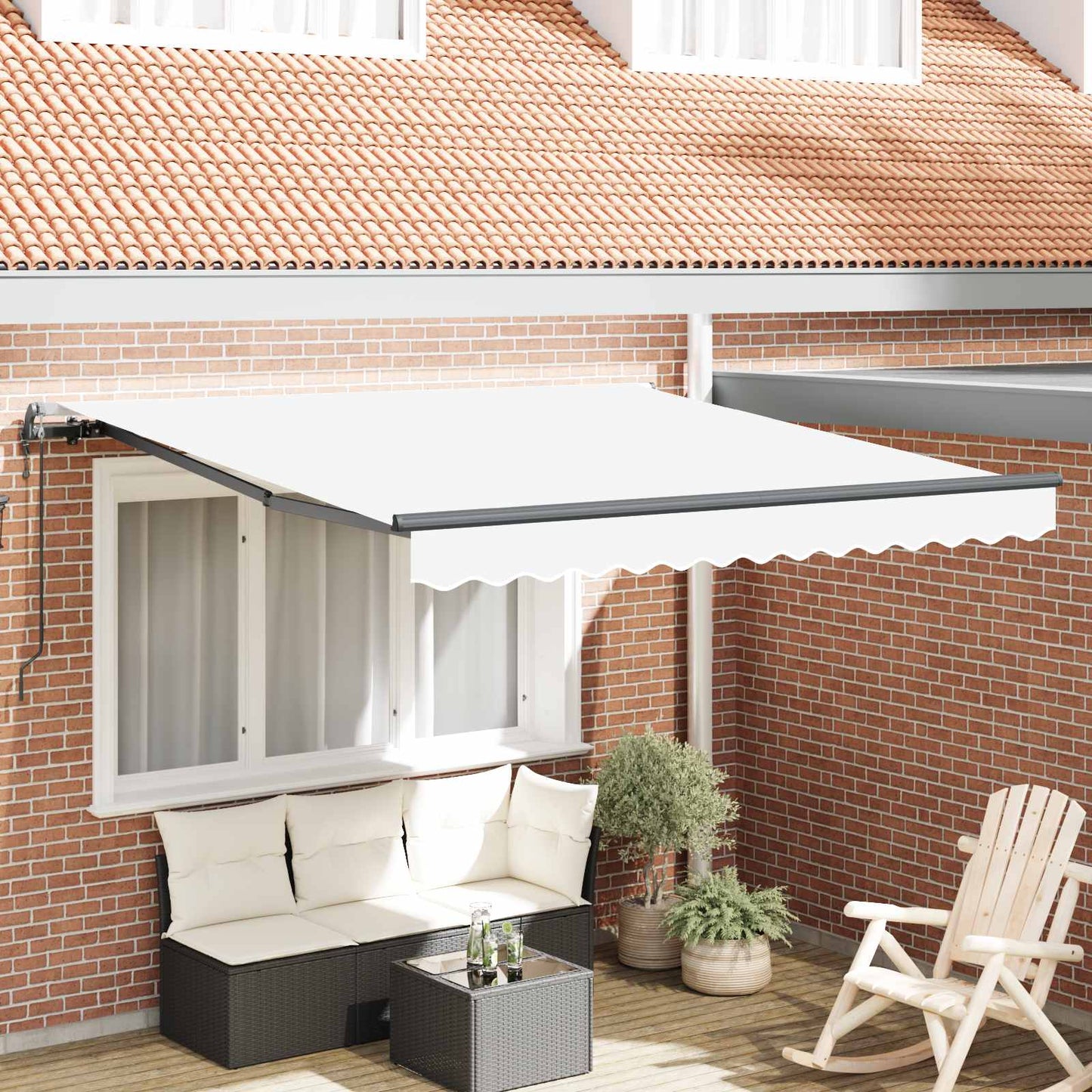 Tenda Retrattile Bianco 300 x 250 cm Tessuto e Alluminio