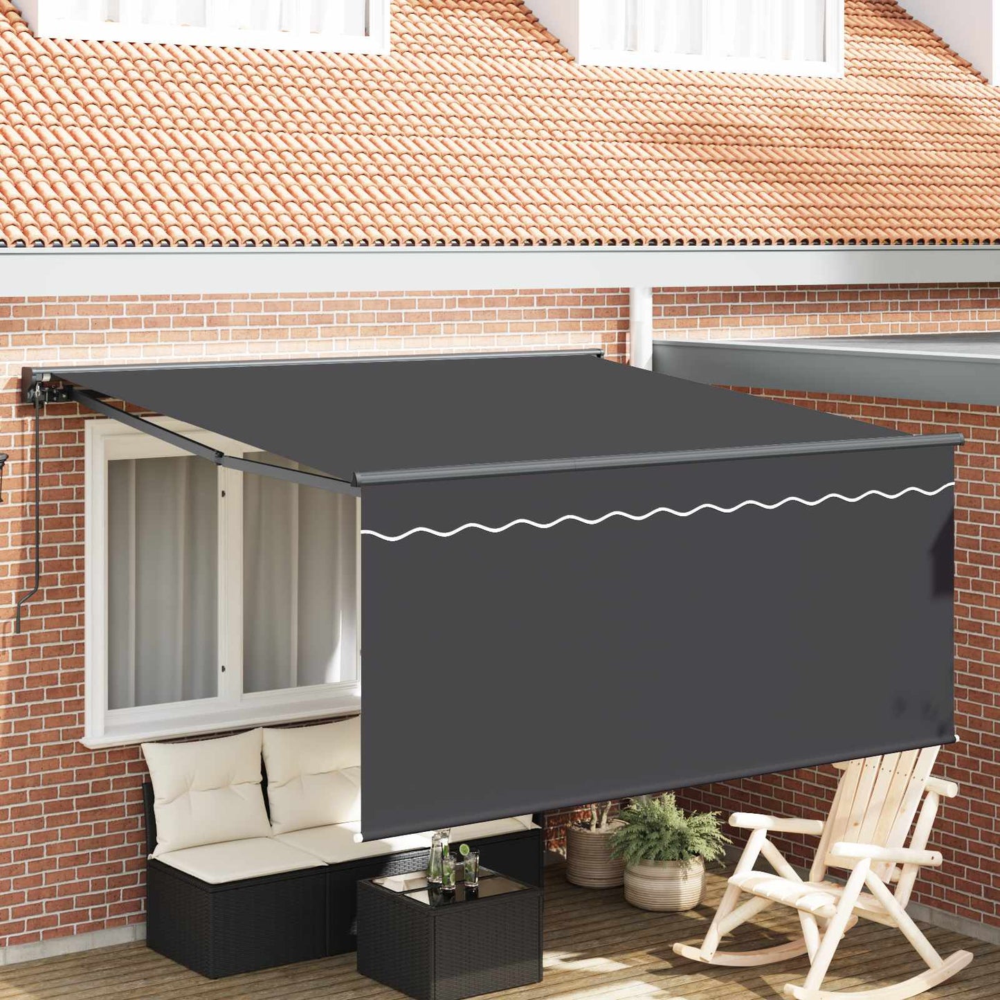 Tenda Retrattile Antracite 350 x 300 cm Poliestere e Alluminio