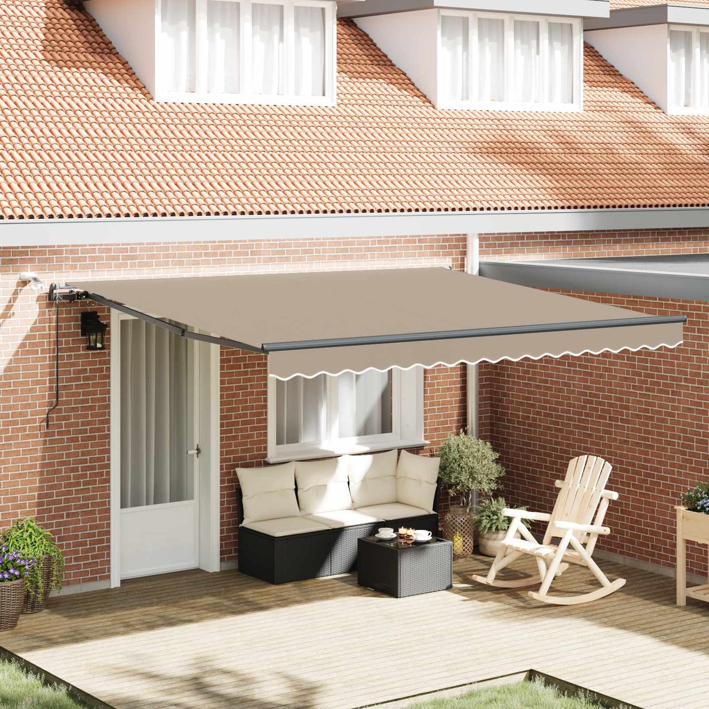 Tessuto per Tenda con Beige 400 × 300 cm Poliestere
