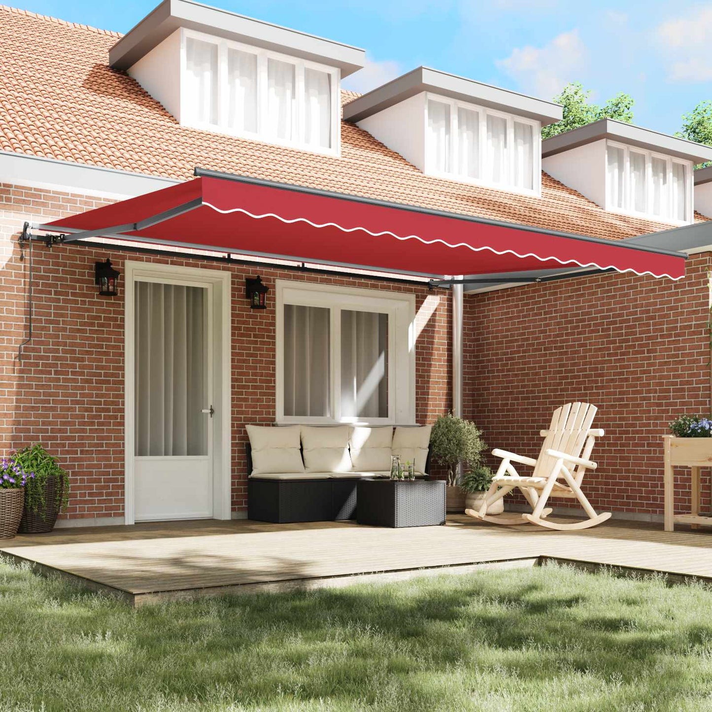 Tenda Retrattile Rosso 450 × 300 cm Tessuto e Alluminio