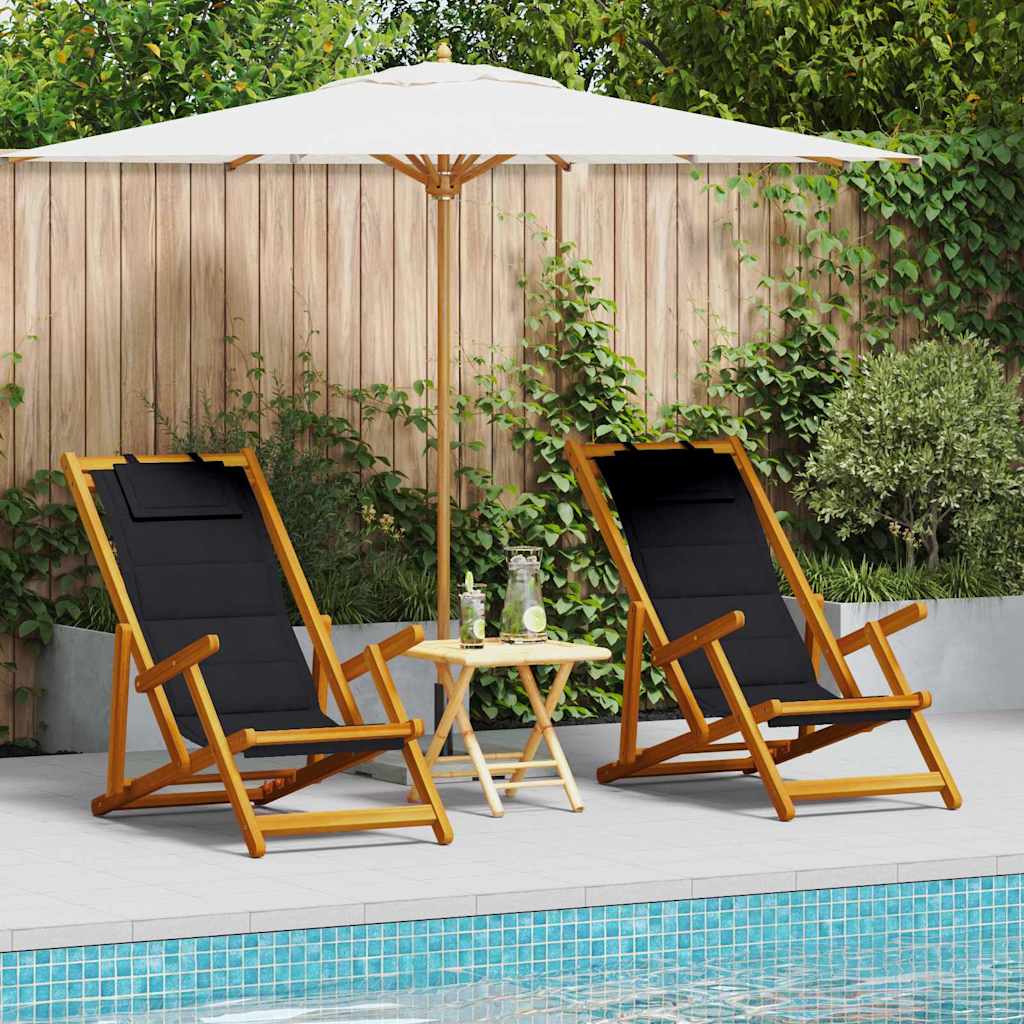 Sedia da spiaggia 2 pcs Marrone x Legno massello di acacia