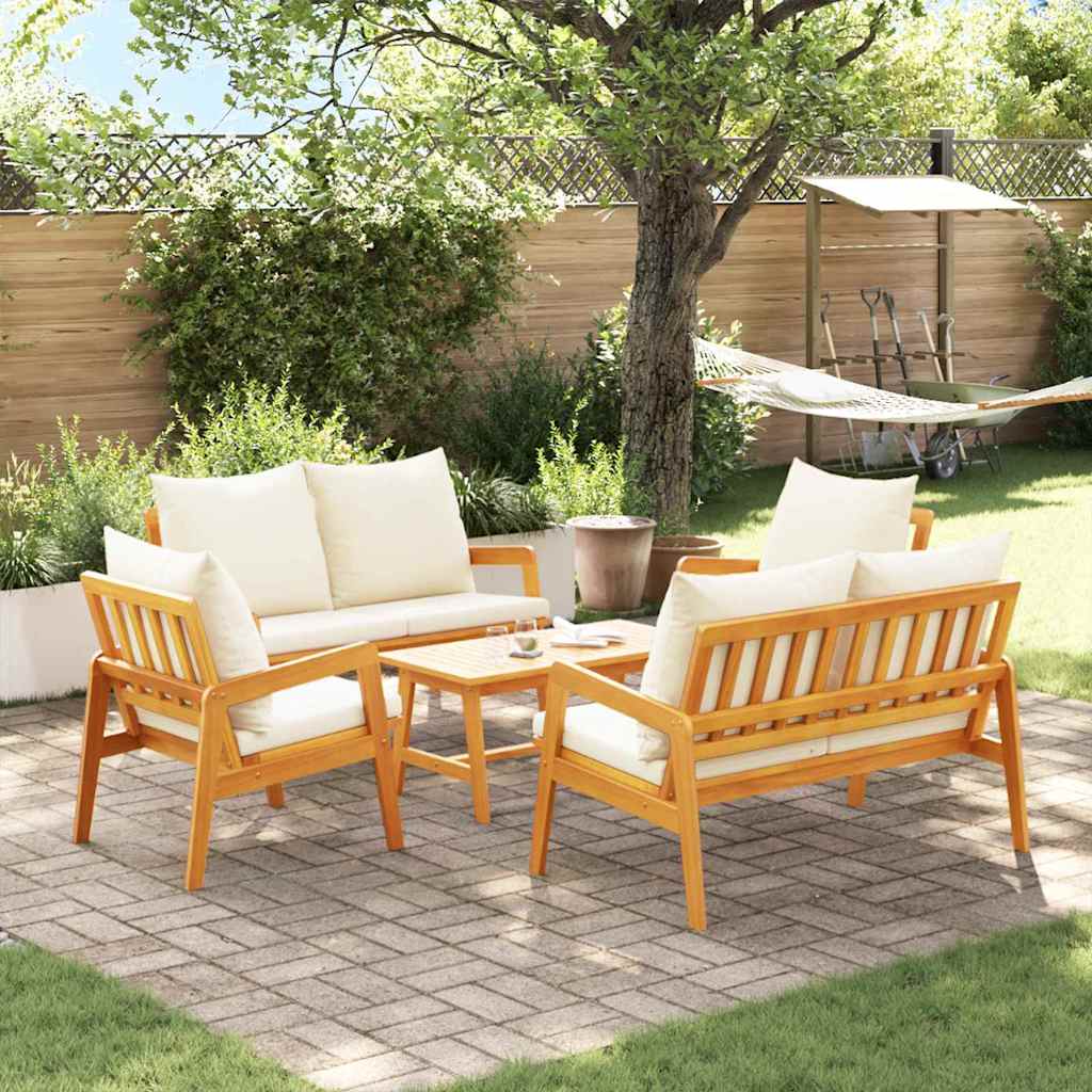Set bistrot con cuscino 5 pcs Marrone Legno di Acacia Massello